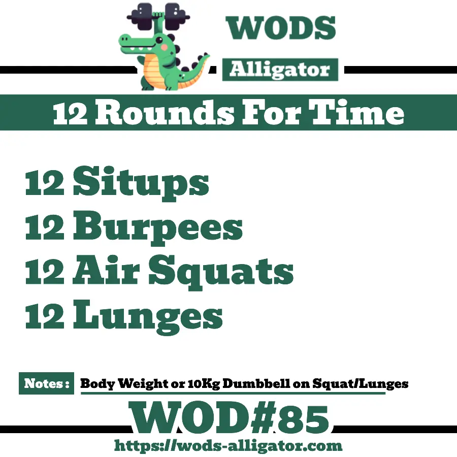 12 Rounds For Time 12 Situps 12 Burpees 12 Air Squats 12 Lunges
